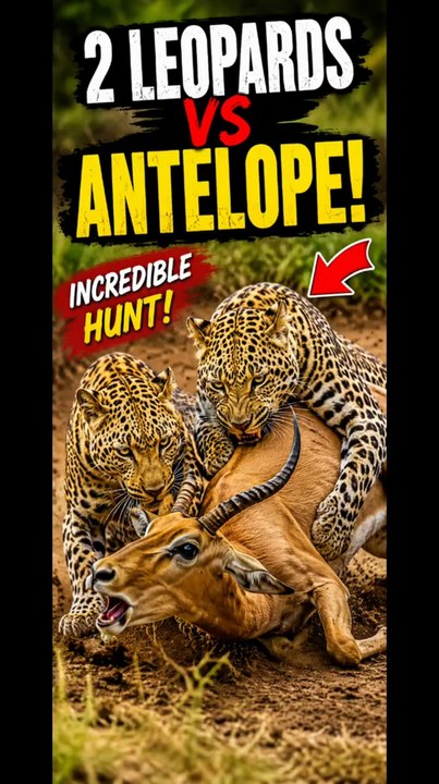 Two Leopards Hunt an Antelope _ Incredible Wildlife Predator Action #wildlife #goldenleopard #shorts