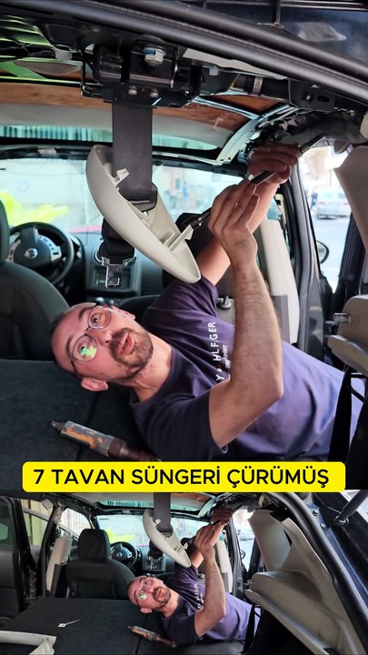 7 Resmen Çürümüş Döşemeleri Oto Kuaförde Sabunlu Bezle Silin Kumaş Sıkışmış Sünger Bülent Usta 🢃