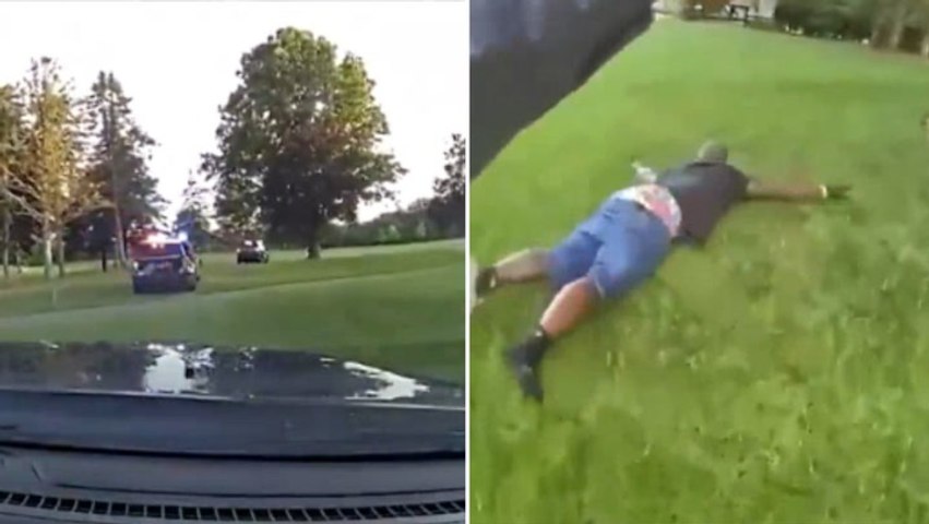Police chase attempted murder suspect through golf course in wild dashcam video