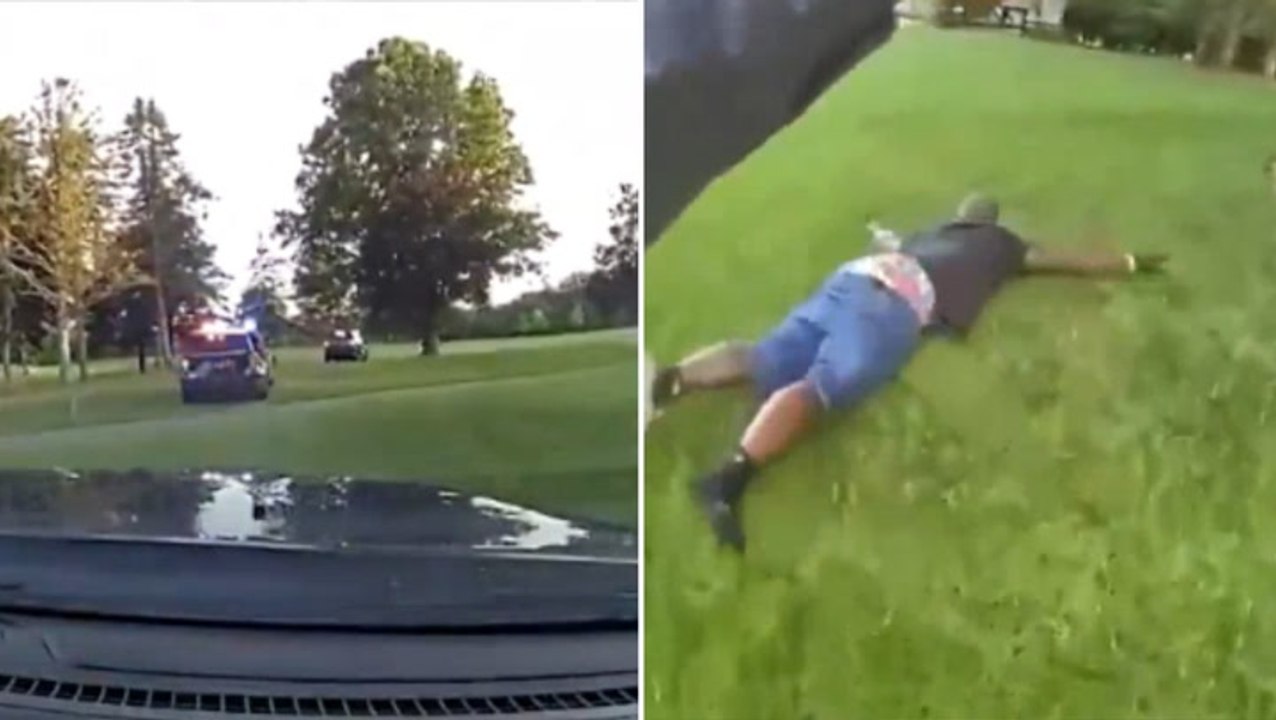 Police chase attempted murder suspect through golf course in wild dashcam video