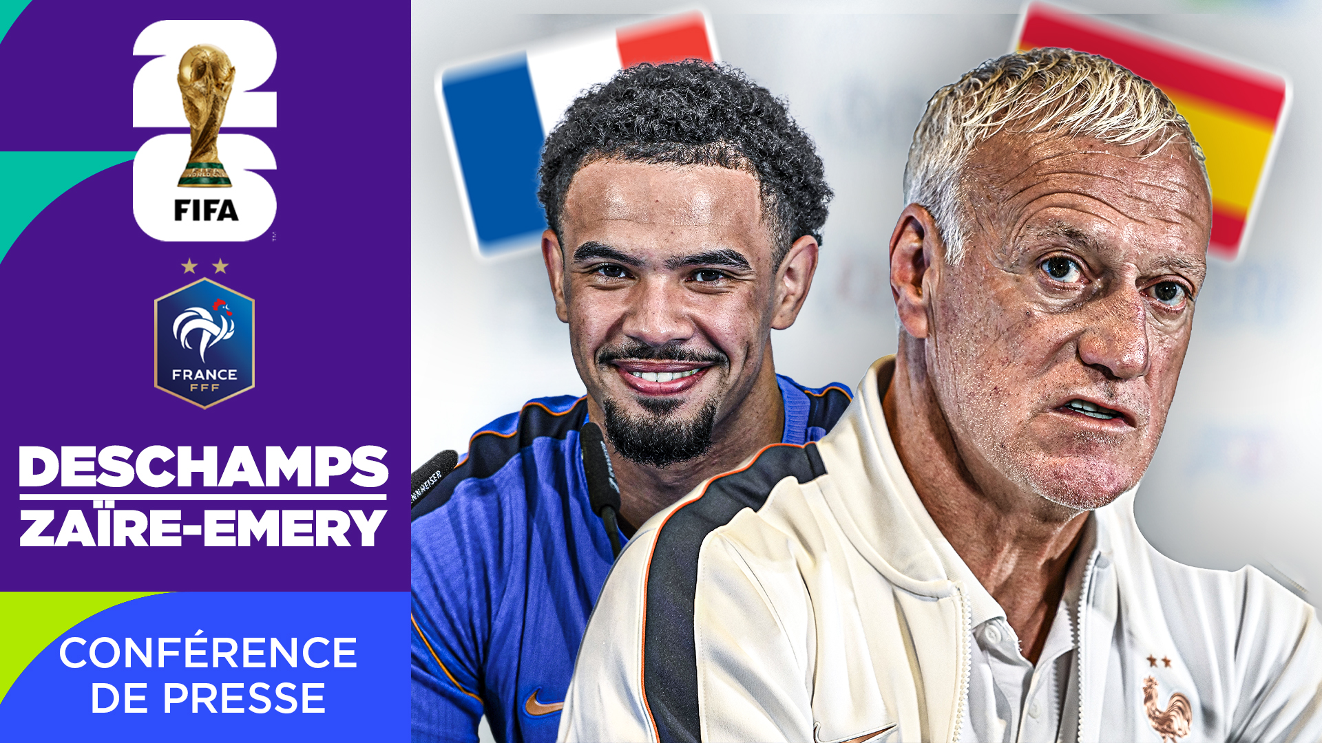 Bleus - La conférence de presse de Deschamps et Zaïre-Emery avant France - Espagne