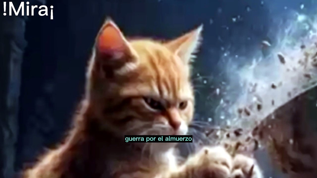 Gato V/s el robot de plástico en la cocina