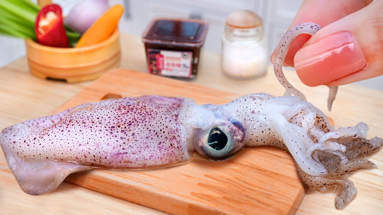 BEST Idea Cooking Spicy Squid in Miniature Kitchen 🐙 Mini Yummy make Delicious Squid Rice Bowl