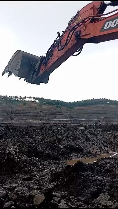 Massive Excavator Operations in Kalimantan Coal Mine Field