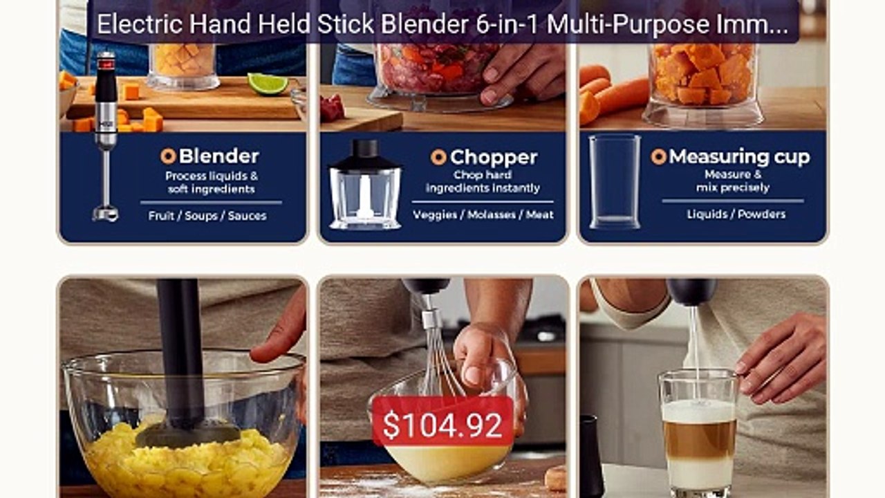 Electric Hand Held Stick Blender 6-in-1 Multi-Purpose Immersio... -- Best Buy 2026 | Great Quality!