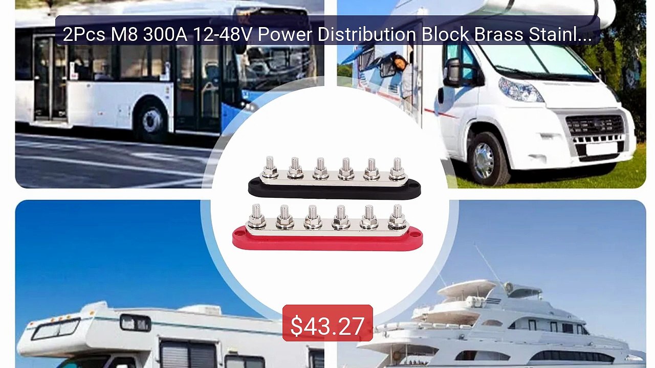 2Pcs M8 300A 12‑48V Power Distribution Block Brass Stainless S... -- Best Buy 2026 | Great Quality!