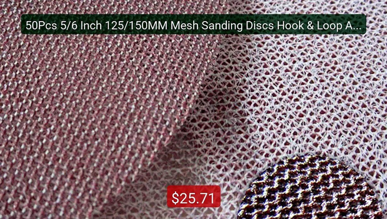 50Pcs 5/6 Inch 125/150MM Mesh Sanding Discs Hoo...