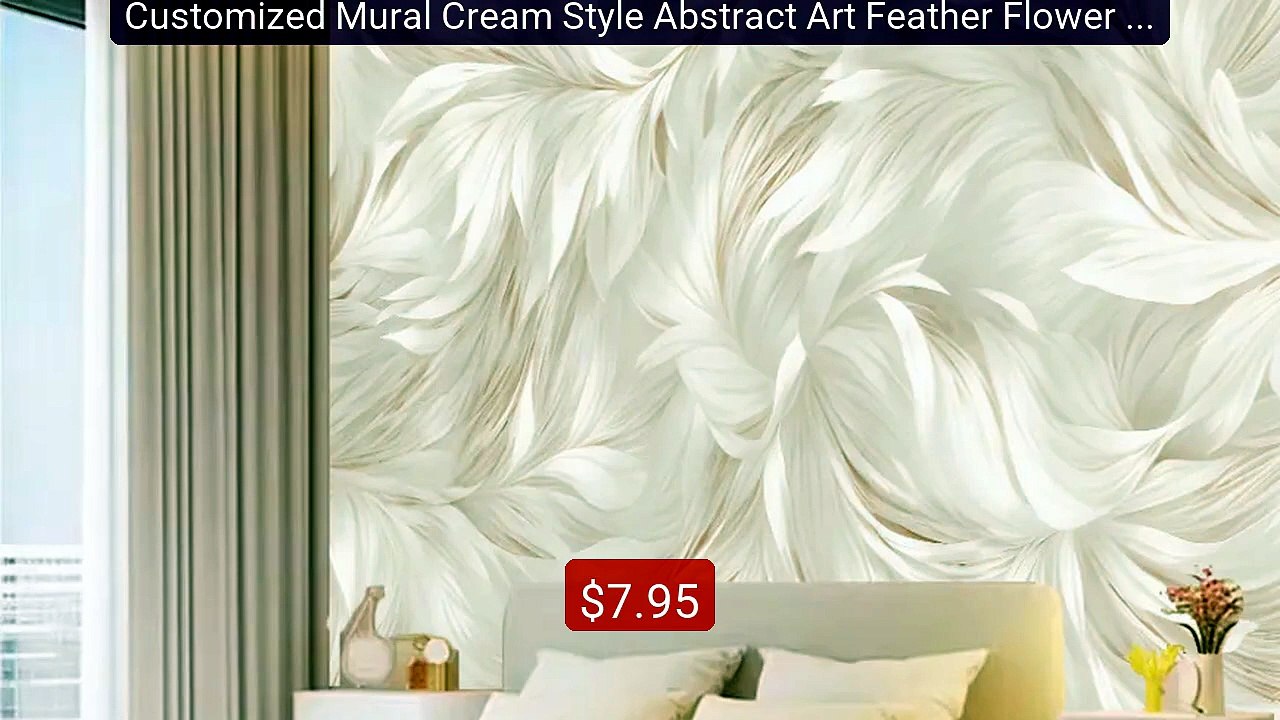 Customized Mural Cream Style Abstract Art Feather Flower Patte... -- Hot Deal 2026 | Limited Offer!
