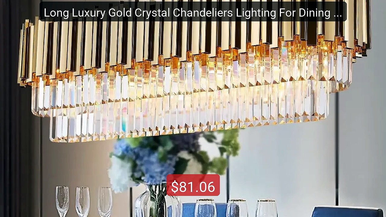Long Luxury Gold Crystal Chandeliers Lighting For Dining Room ... -- Best Buy 2026 | Great Quality!