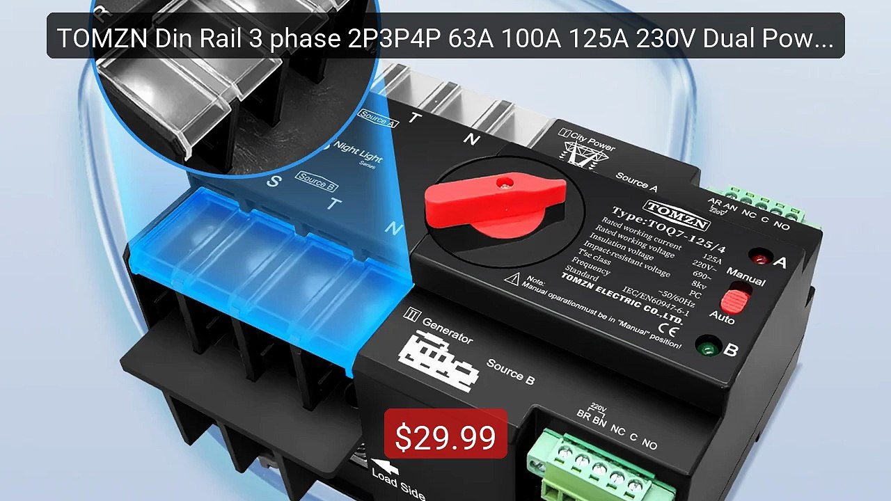 TOMZN Din Rail 3 phase 2P3P4P 63A 100A 125A 230V Dual Power... -- Top Pick 2026 | Unbeatable Price!