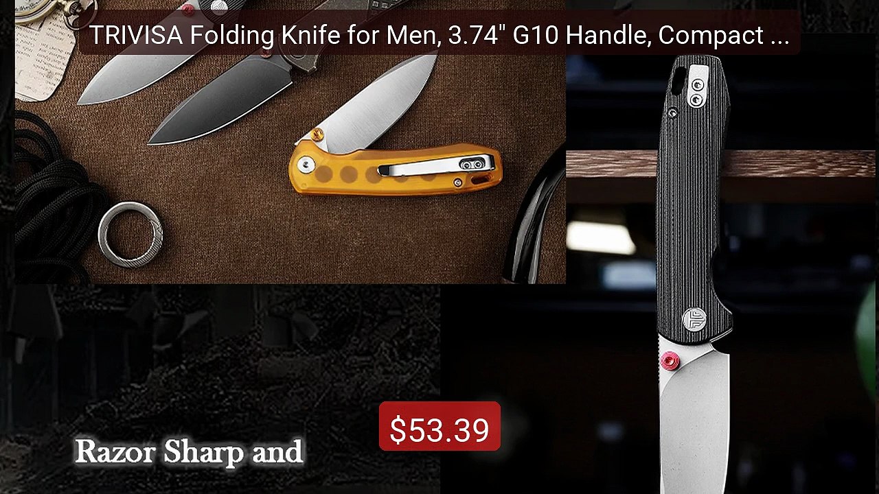 TRIVISA Folding Knife for Men, 3.74" G10 Handle, Compact Outdoor Kn... -- Top Rated 2026 | Buy Now!