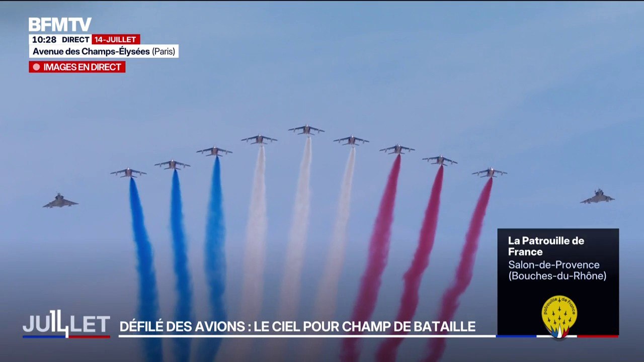 14-Juillet: la Patrouille de France survole les Champs-Élysées et donne le coup d’envoi du défilé