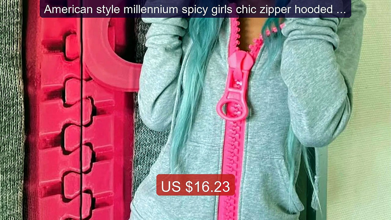 American style millennium spicy girls chic zipper hooded sweatshir... -- Best Deal 2026 | Shop Now!