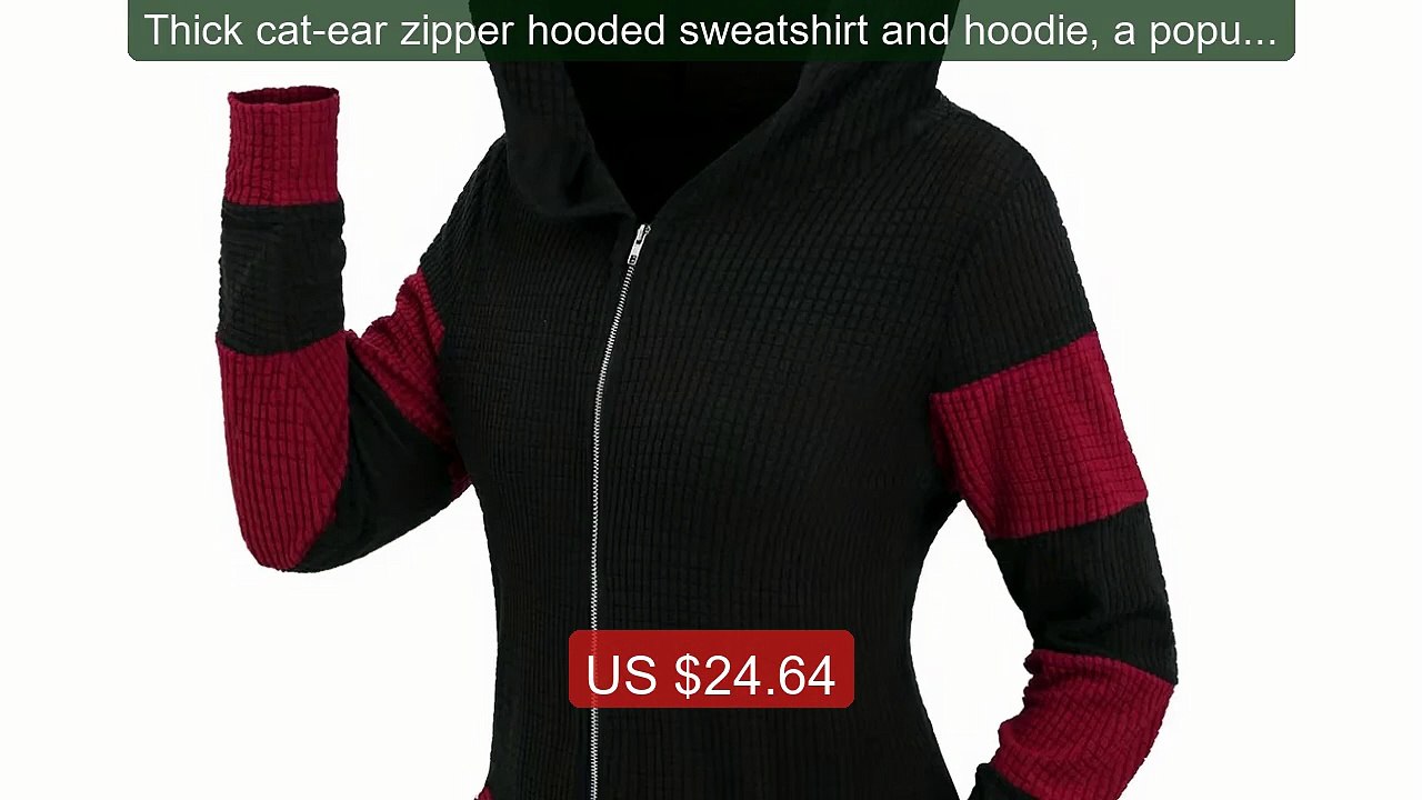 Thick cat-ear zipper hooded sweatshirt and hoodie, a popular large-... -- Top Rated 2026 | Buy Now!