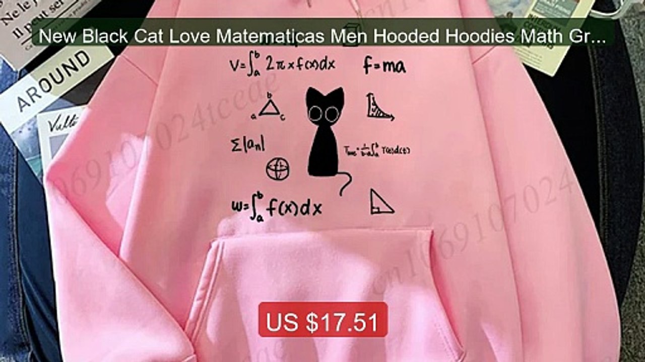 New Black Cat Love Matematicas Men Hooded Hoodies Math Grap... -- Top Pick 2026 | Unbeatable Price!