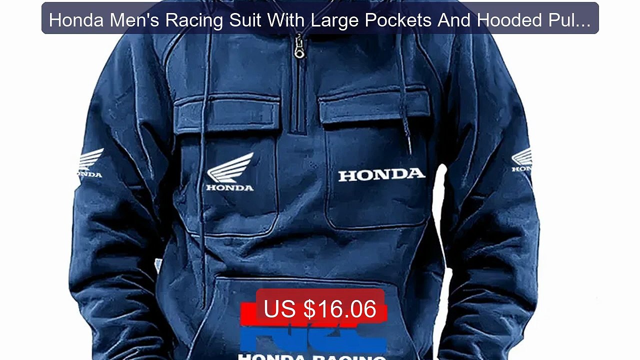 Honda Men's Racing Suit With Large Pockets And Hooded Pullover. Me... -- Best Deal 2026 | Shop Now!