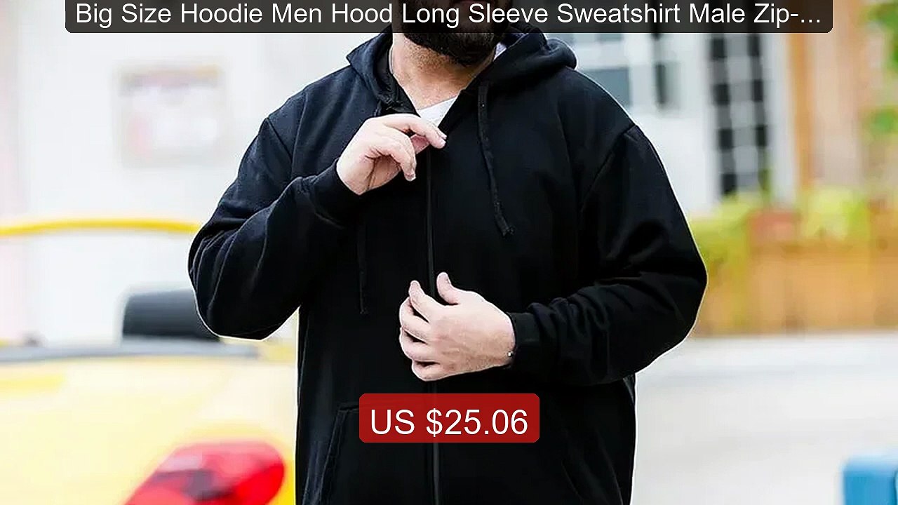 Big Size Hoodie Men Hood Long Sleeve Sweatshirt Male Zip-up Loose ... -- Best Deal 2026 | Shop Now!