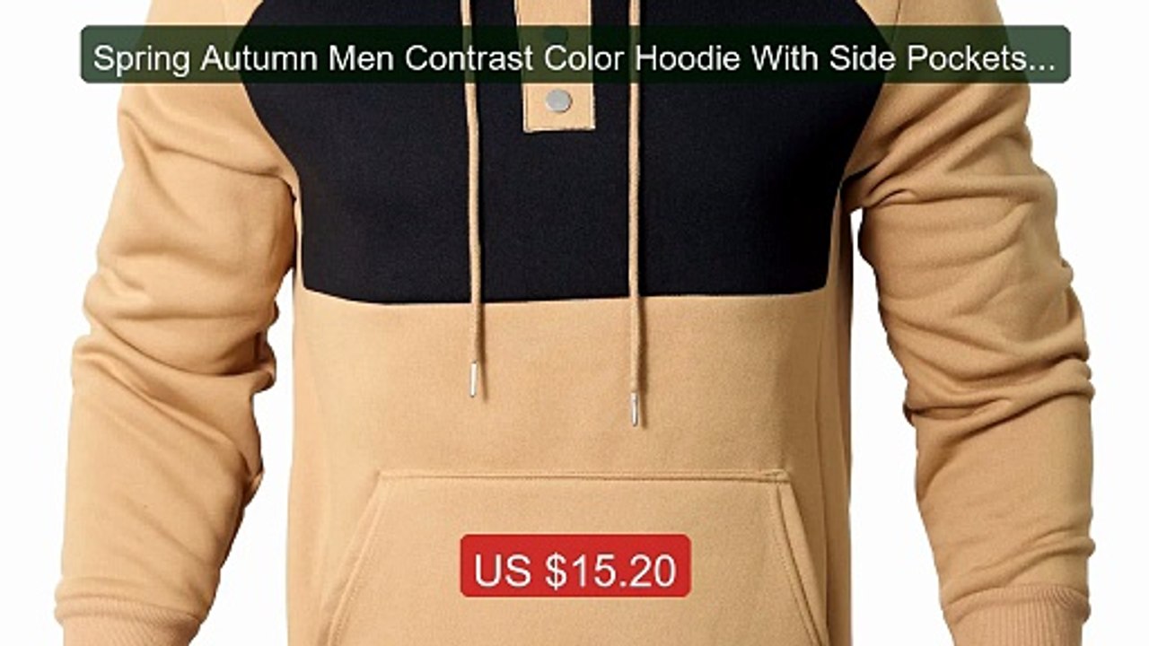 Spring Autumn Men Contrast Color Hoodie With Side Pockets, Eu... -- Amazing Value 2026 | Must Have!