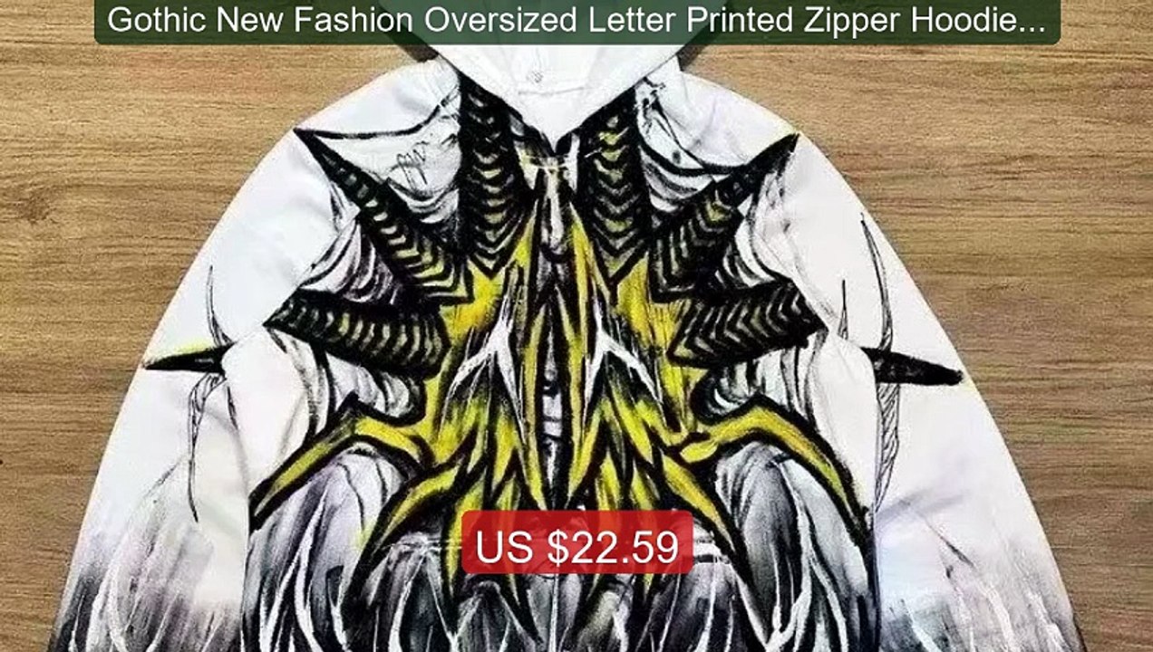 Gothic New Fashion Oversized Letter Printed Zipper Hoodie Swe... -- Amazing Value 2026 | Must Have!