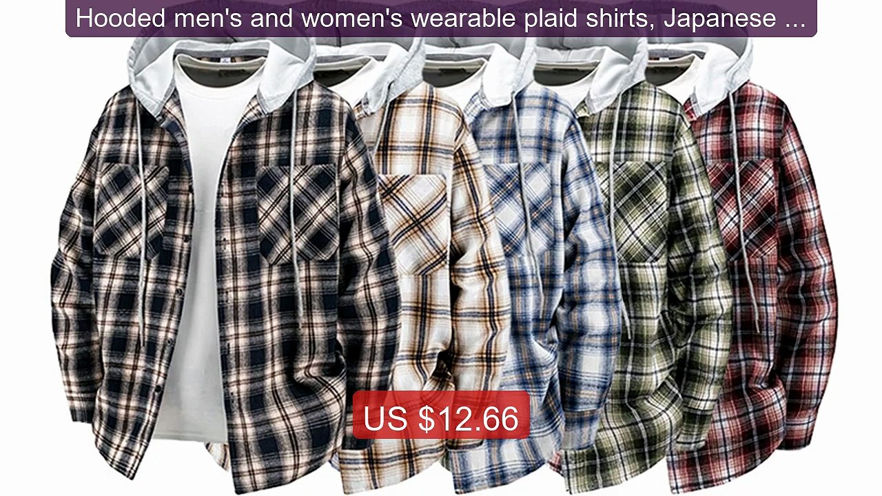 Hooded men's and women's wearable plaid shirts, Japanese shirt jack... -- Top Rated 2026 | Buy Now!