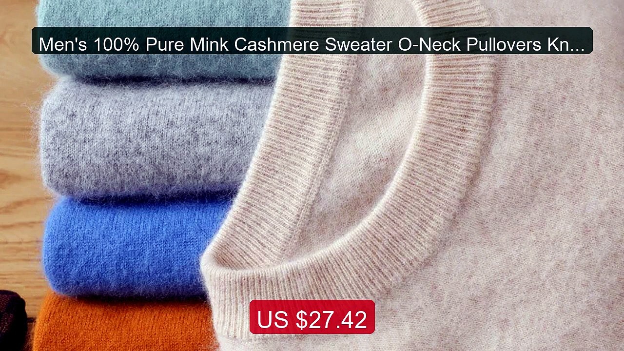 Men's 100% Pure Mink Cashmere Sweater O-Neck Pullovers Knit Sw... -- Best Buy 2026 | Great Quality!