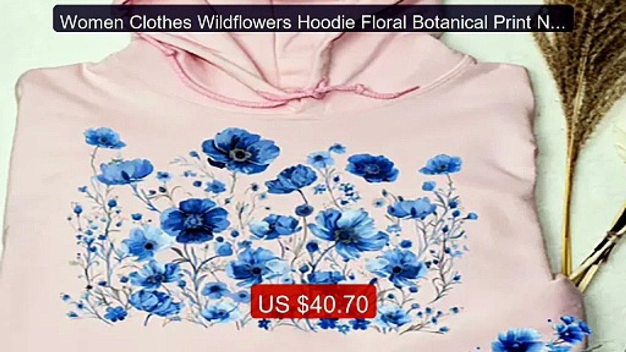 Women Clothes Wildflowers Hoodie Floral Botanical Print Nature Pull... -- Top Rated 2026 | Buy Now!