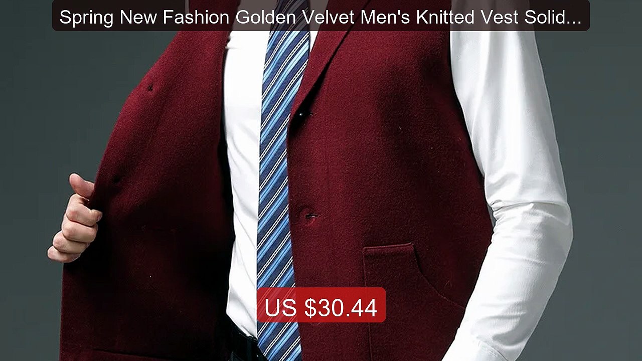 Spring New Fashion Golden Velvet Men's Knitted Vest Solid Suit... -- Hot Deal 2026 | Limited Offer!