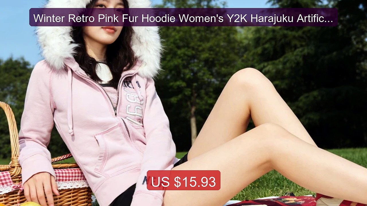 Winter Retro Pink Fur Hoodie Women's Y2K Harajuku Artificial F... -- Hot Deal 2026 | Limited Offer!