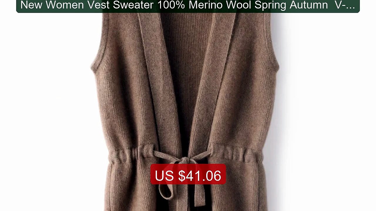 New Women Vest Sweater 100% Merino Wool Spring Autumn  V-neck ... -- Hot Deal 2026 | Limited Offer!