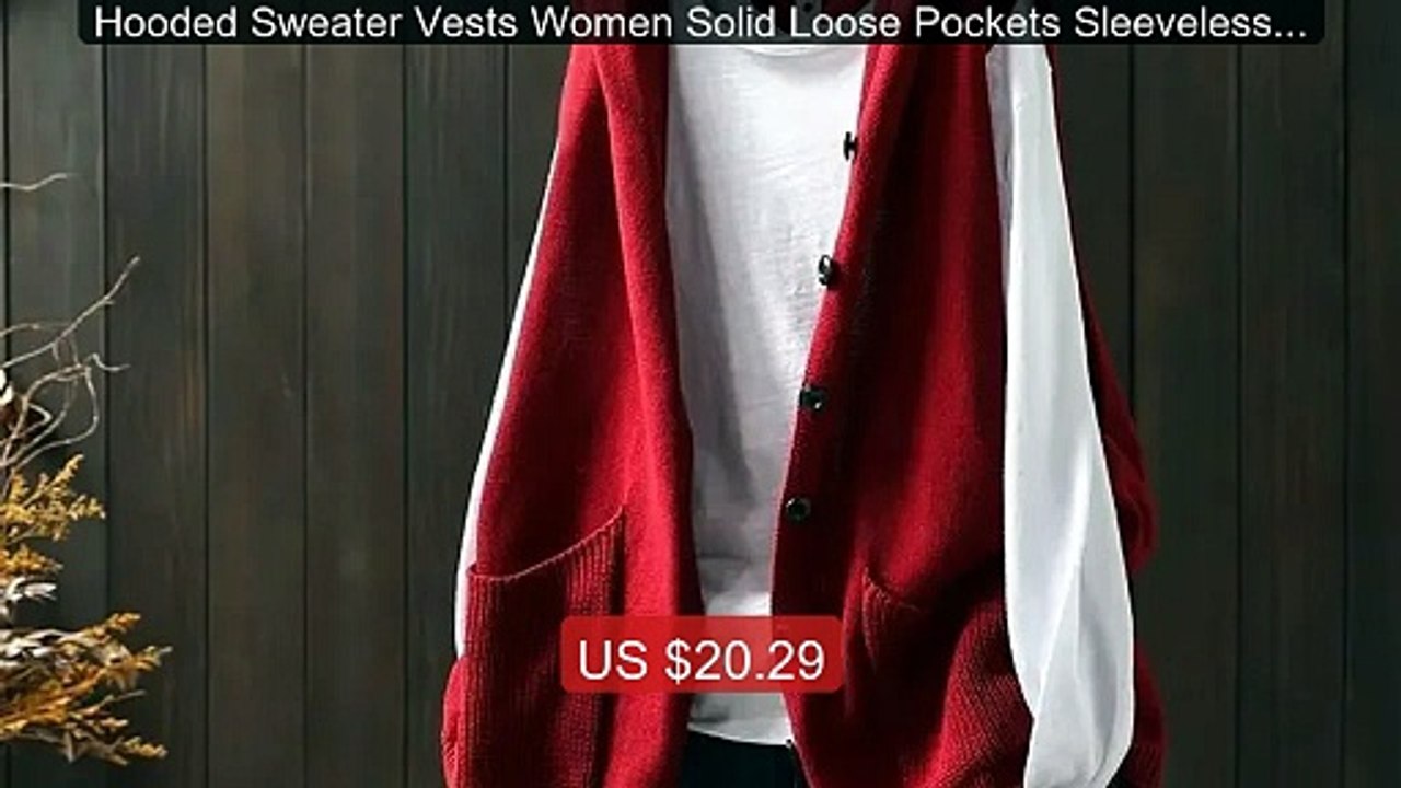 Hooded Sweater Vests Women Solid Loose Pockets Sleeveless Kni... -- Amazing Value 2026 | Must Have!