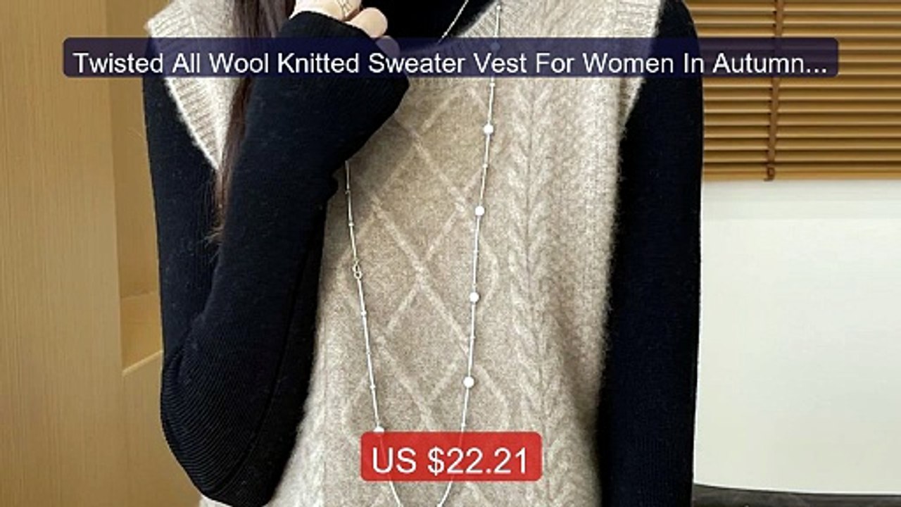 Twisted All Wool Knitted Sweater Vest For Women In Autumn And Winte... -- Top Rated 2026 | Buy Now!