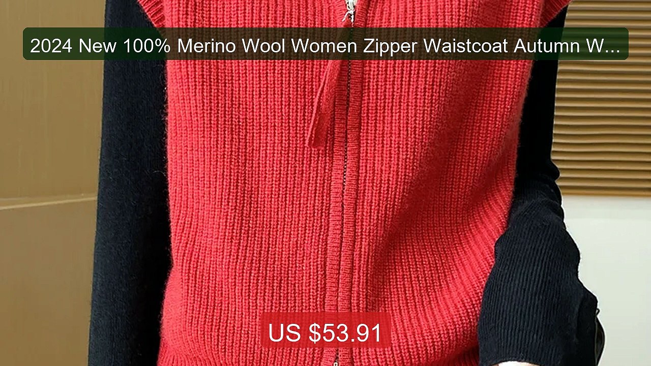 2024 New 100% Merino Wool Women Zipper Waistcoat Autumn Winte... -- Amazing Value 2026 | Must Have!
