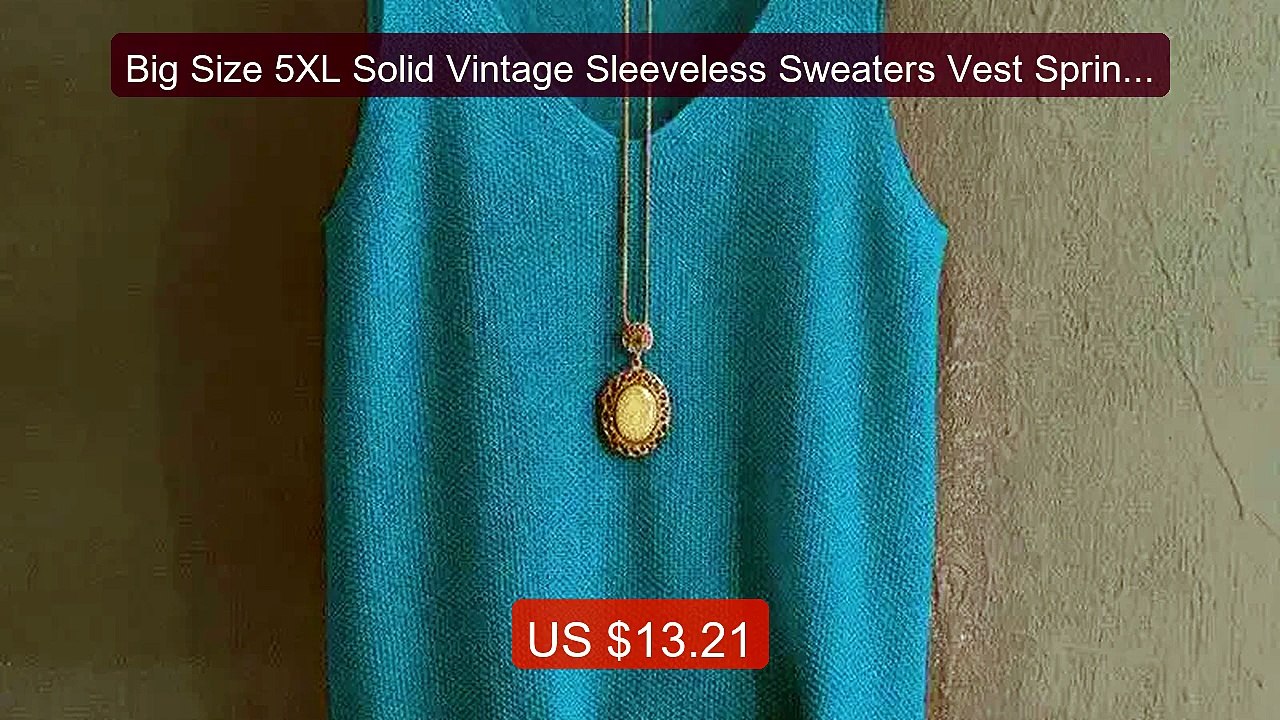 Big Size 5XL Solid Vintage Sleeveless Sweaters Vest Spring ... -- Top Pick 2026 | Unbeatable Price!