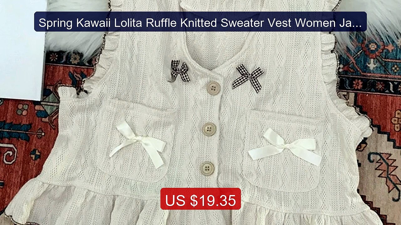 Spring Kawaii Lolita Ruffle Knitted Sweater Vest Women Japanes... -- Hot Deal 2026 | Limited Offer!