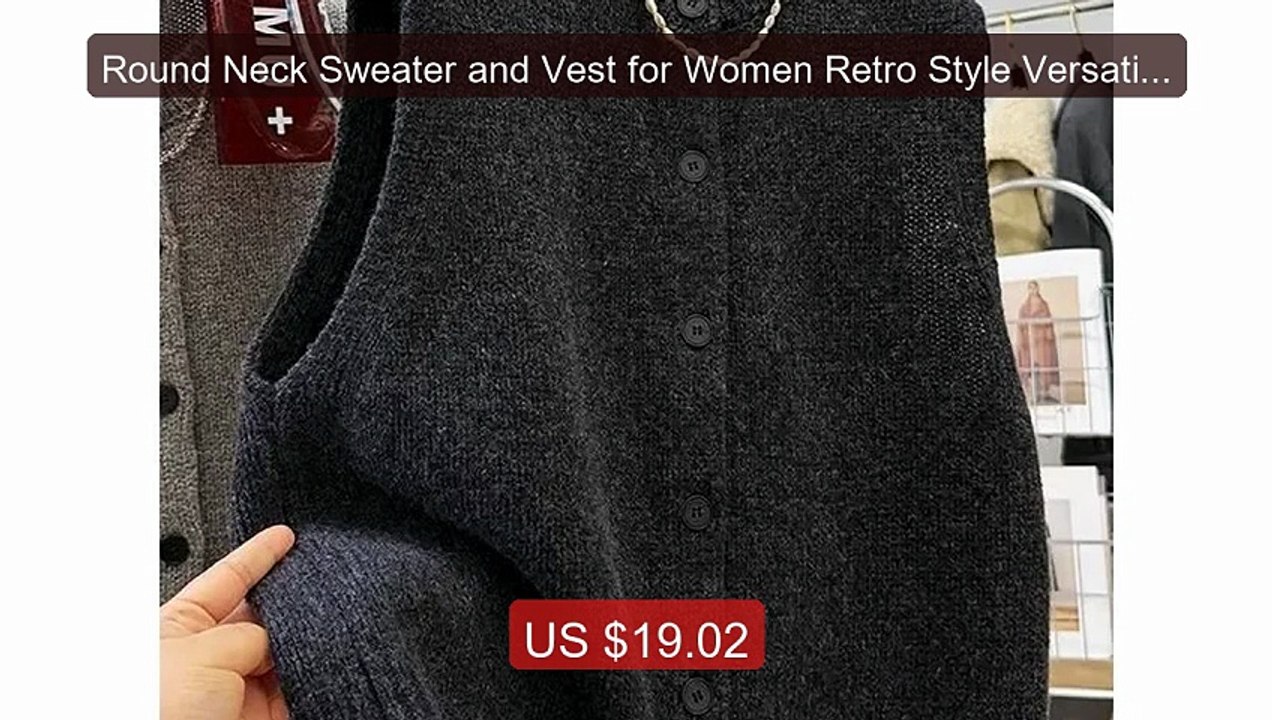 Round Neck Sweater and Vest for Women Retro Style Versatile Single... -- Best Deal 2026 | Shop Now!