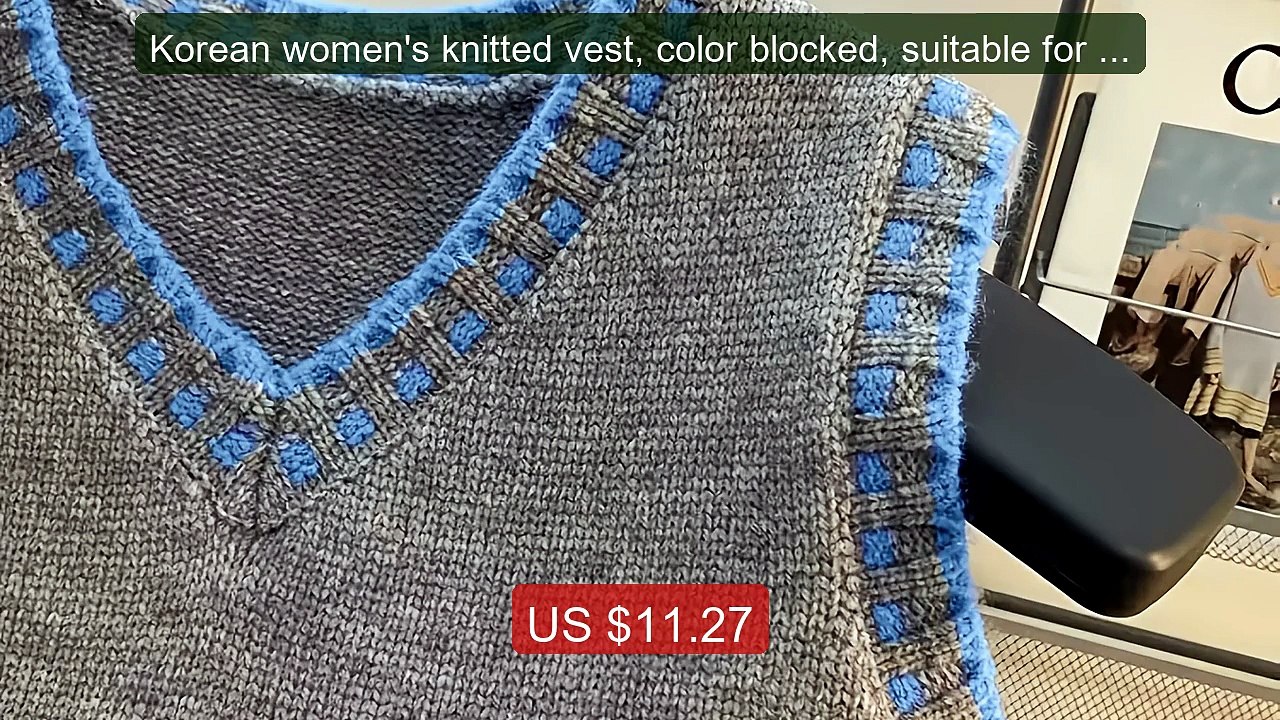 Korean women's knitted vest, color blocked, suitable for la... -- Top Pick 2026 | Unbeatable Price!