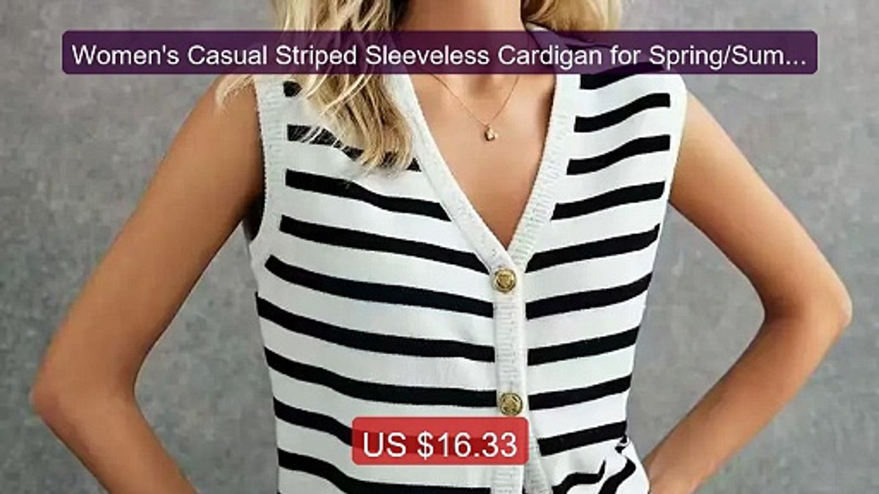 Women's Casual Striped Sleeveless Cardigan for Spring/Summer,... -- Amazing Value 2026 | Must Have!
