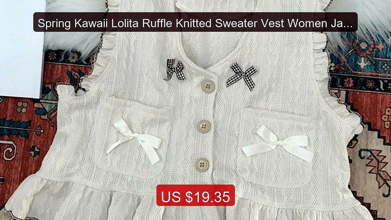 Spring Kawaii Lolita Ruffle Knitted Sweater Vest Women Japanese Cu... -- Best Deal 2026 | Shop Now!