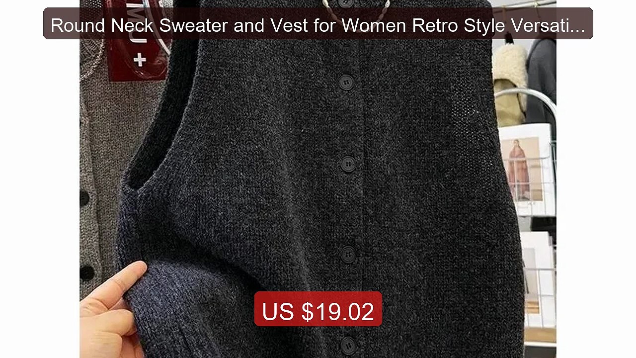 Round Neck Sweater and Vest for Women Retro Style Versatile... -- Top Pick 2026 | Unbeatable Price!