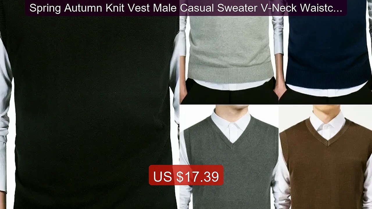 Spring Autumn Knit Vest Male Casual Sweater V-Neck Waistcoat ... -- Amazing Value 2026 | Must Have!