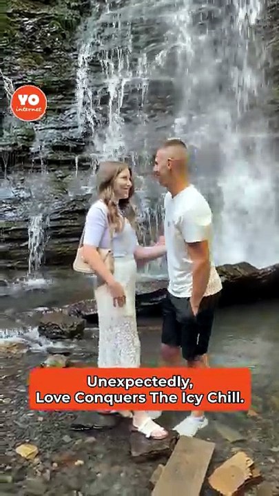 Romantic Proposal in Icy Waters Captured in Stunning Mountain Setting