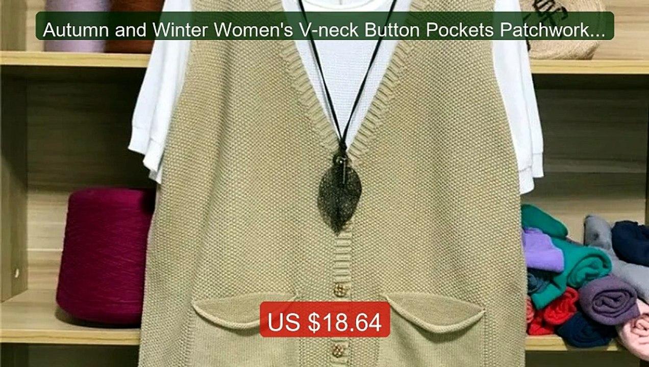 Autumn and Winter Women's V-neck Button Pockets Patchwork Solid Lo... -- Best Deal 2026 | Shop Now!