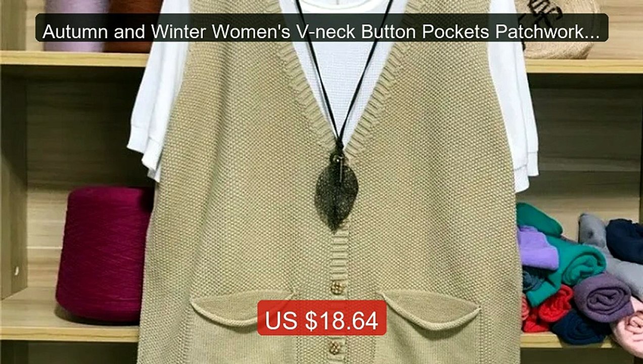 Autumn and Winter Women's V-neck Button Pockets Patchwork S... -- Top Pick 2026 | Unbeatable Price!