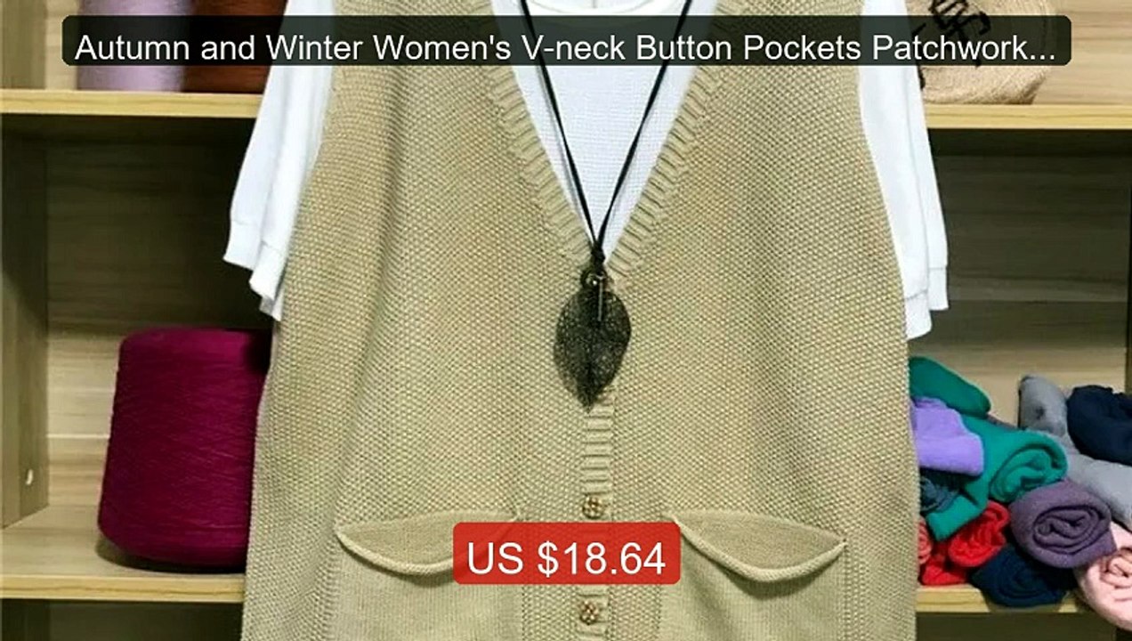 Autumn and Winter Women's V-neck Button Pockets Patchwork S... -- Top Pick 2026 | Unbeatable Price!