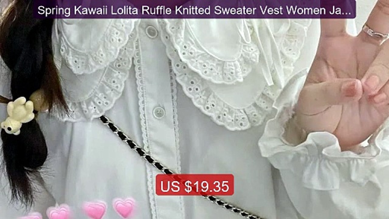 Spring Kawaii Lolita Ruffle Knitted Sweater Vest Women Japa... -- Top Pick 2026 | Unbeatable Price!