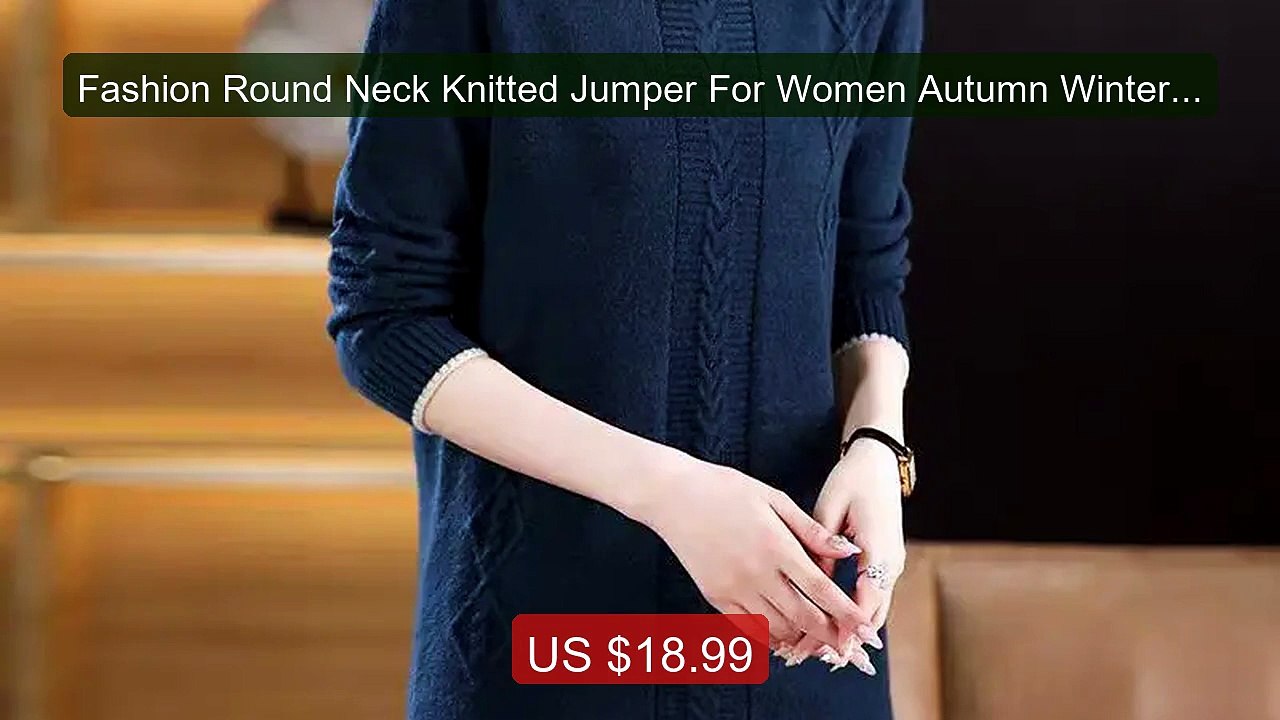 Fashion Round Neck Knitted Jumper For Women Autumn Winter Long Sle... -- Best Deal 2026 | Shop Now!