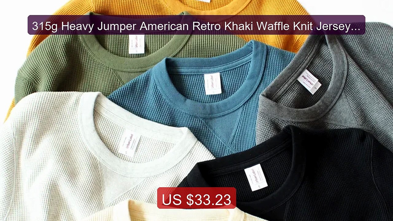 315g Heavy Jumper American Retro Khaki Waffle Knit Jersey Cott... -- Hot Deal 2026 | Limited Offer!