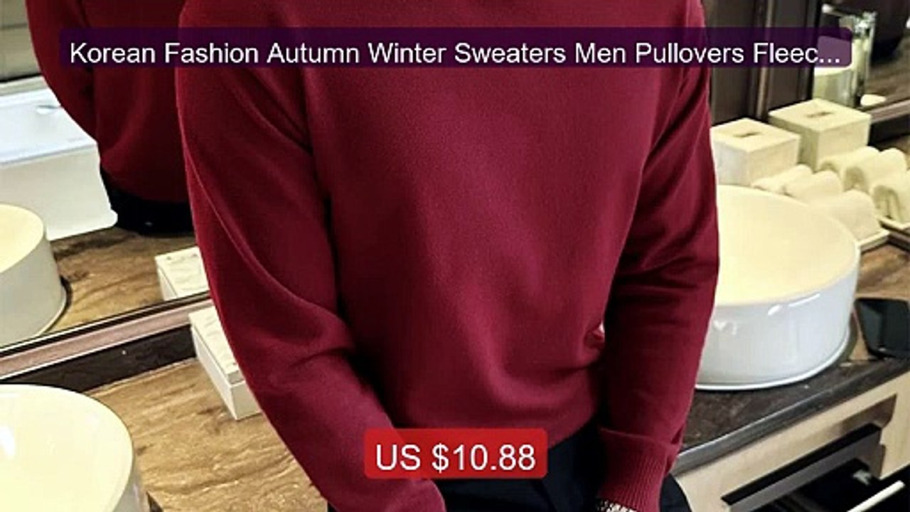 Korean Fashion Autumn Winter Sweaters Men Pullovers Fleece ... -- Top Pick 2026 | Unbeatable Price!
