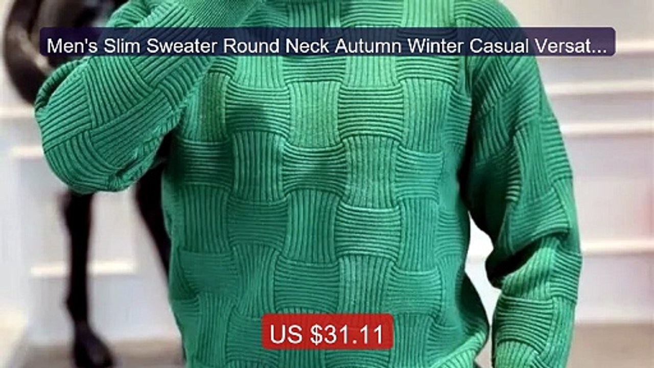 Men's Slim Sweater Round Neck Autumn Winter Casual Versatile Pullo... -- Best Deal 2026 | Shop Now!
