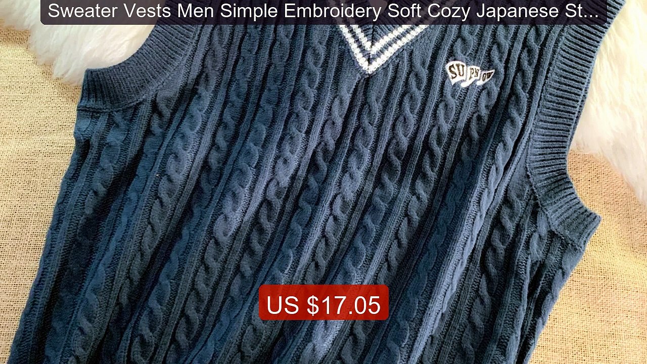 Sweater Vests Men Simple Embroidery Soft Cozy Japanese Style ... -- Amazing Value 2026 | Must Have!